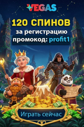 Зображення для 120 фриспинов по промокоду profit1 за регистрацию в Vegas.ua