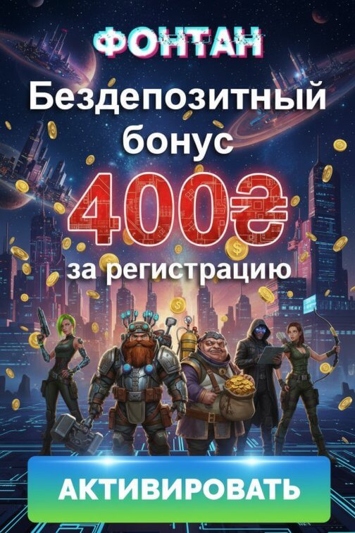 Зображення для 400 гривен и 100 фриспинов без депозита для новых игроков в казино Фонтан